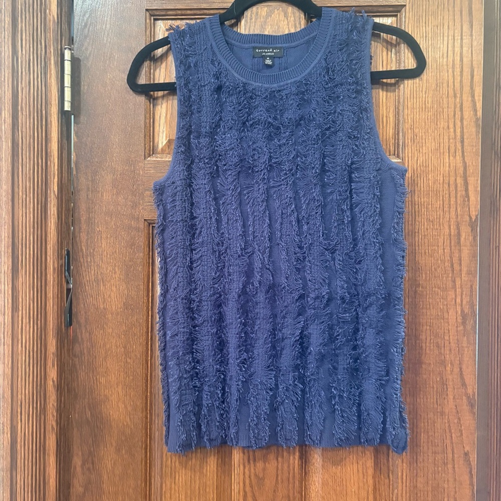 Current Air Navy Blue Textured Sleeveless Top